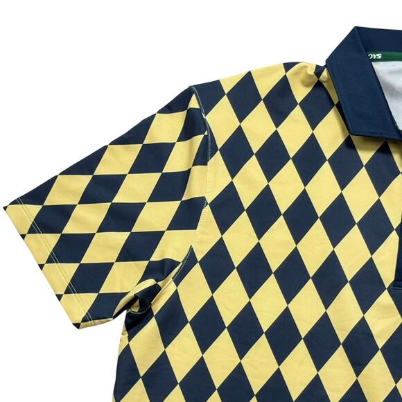 Bogey Boys Golf Performance Argyle Diamond Polo Shirt Men's Small Blue Gold - Picture 4 of 9